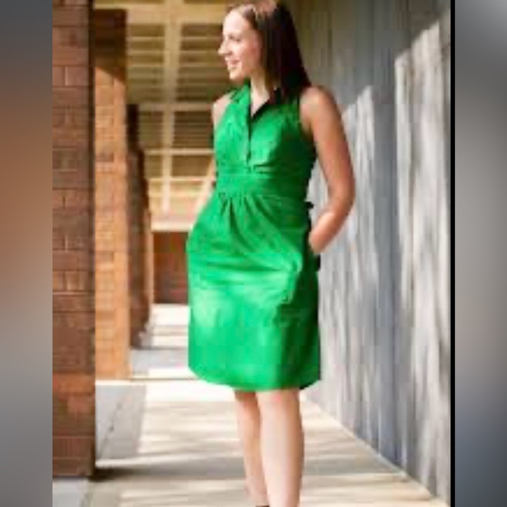 Anthropologie Maeve Kelly Green Fountain of Youth Sleeveless Shirt Dress, 6